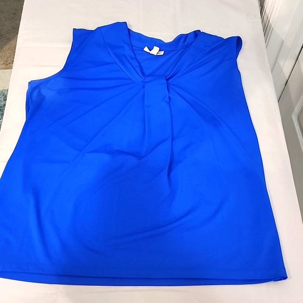 Royal blue sleeveless blouse